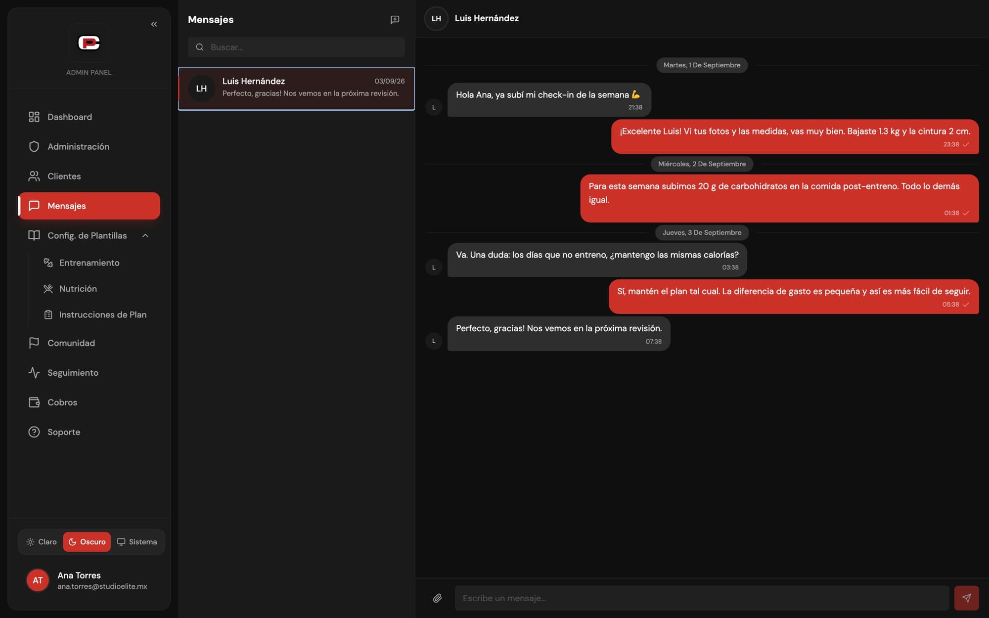 Mensajería con el cliente